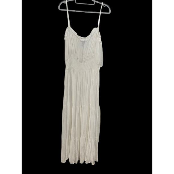 Aqua Other - NWT Aqua Swim Tiered Cover-up Maxi Dress •Women XL• Ivory Smocked Sleeveless